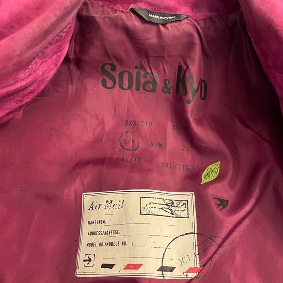 Soia & Kyo Size Small Magenta Suede Moto Jacket - Picture 3 of 8